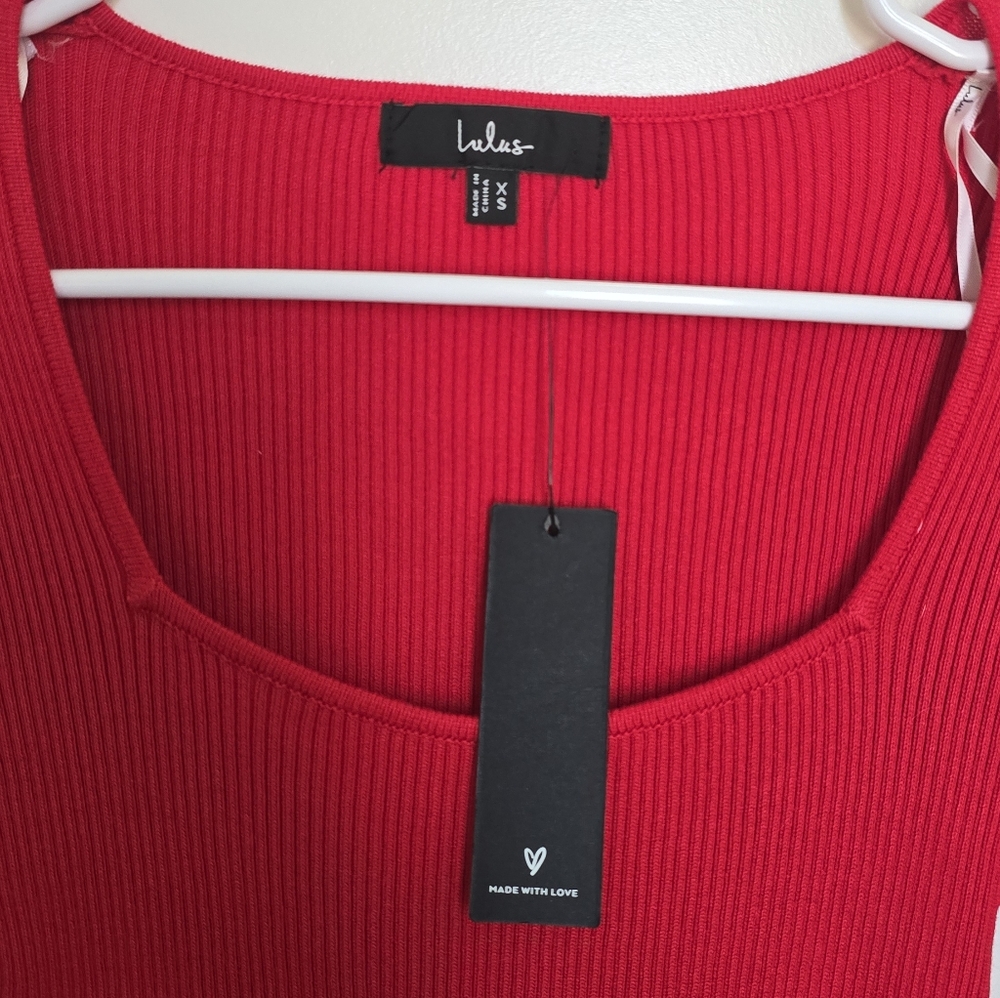 Cozy Outlook Red Long Sleeve Sweater Mini Dress NWT - Picture 5 of 5
